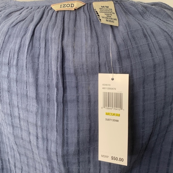 NWT Izod Lace Detail Semi-Sheer V-Neck Top - Picture 5 of 5